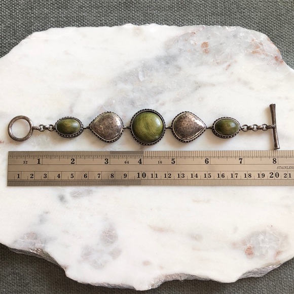 Lucky Brand Green Wood And Metal Cabachon Bracelet - Picture 13 of 15